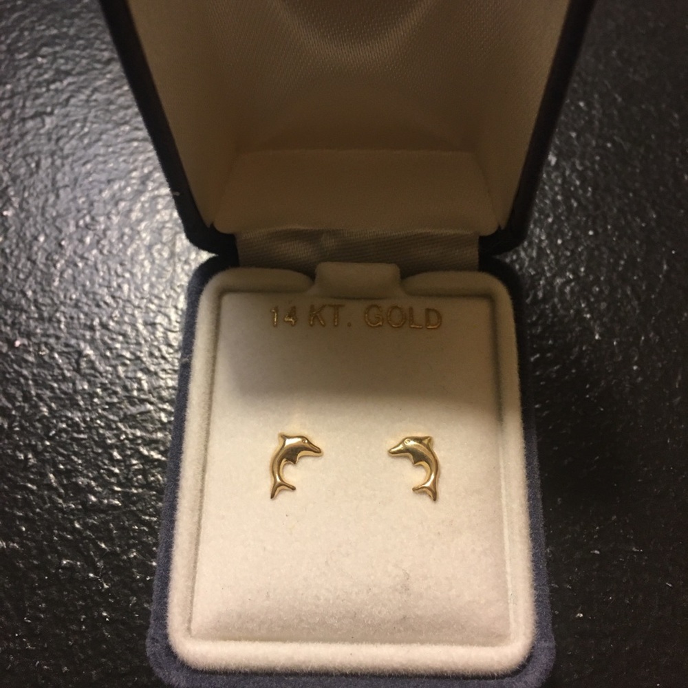 14 karat gold dolphin earrings